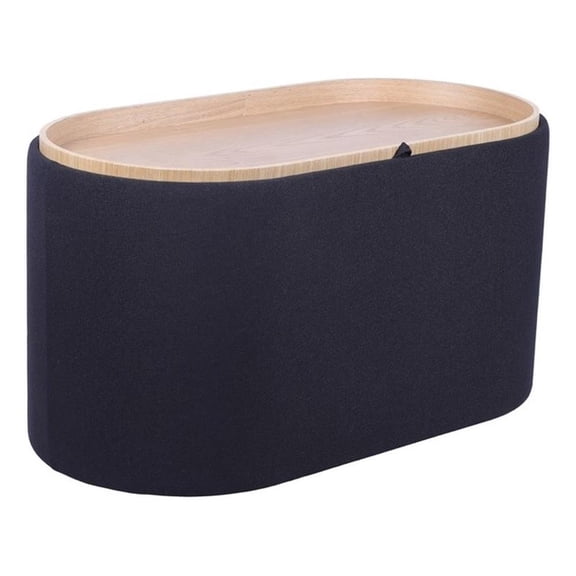 Pemberly Row Storage Ottoman with Reversible Wooden Tray Top - Black