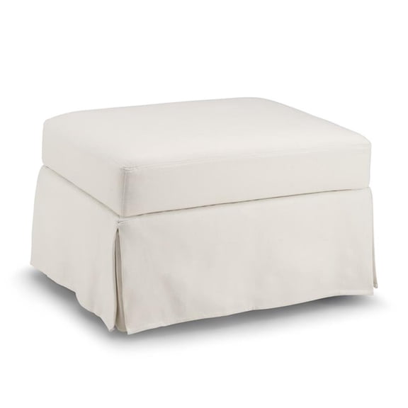 Pemberly Row Storage Ottoman with Tray and Slipcover in Ivory Basketweave Fabric