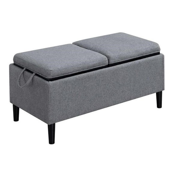 Pemberly Row Storage Ottoman with Trays Gray Fabric/Wood Legs