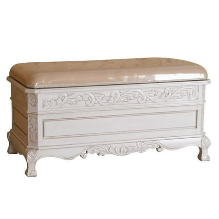 Pemberley Row Hardwood Antique White Bench Rectangular Storage 35"