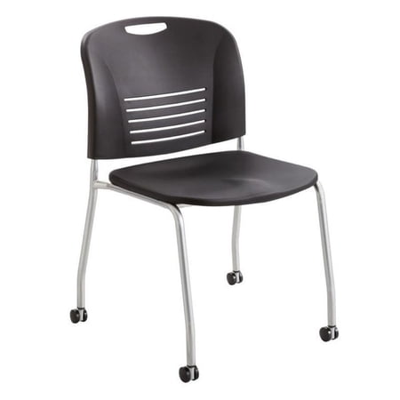 Pemberly Row Straight Leg Stacking Chair in Black (Set of 2)