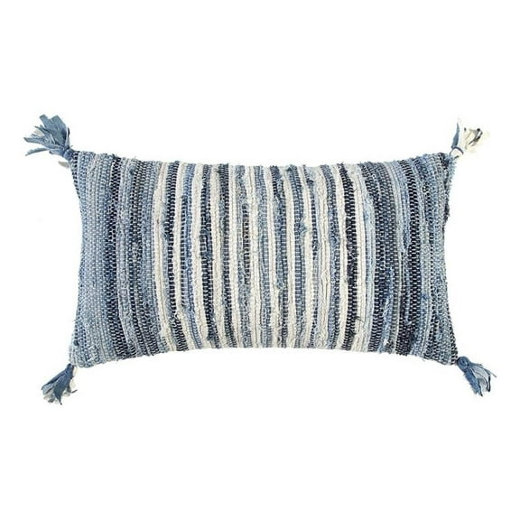 Pemberly Row Stripe 14" x 26" Poly Pillow with Recycled Denim Cover-Multi-Color