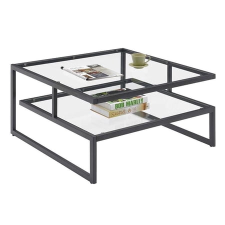 Pemberly Row Stripes Coffee Table in Black Metal Finish