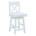 thumbnail image 1 of Pemberly Row Sturdy Solid Rubberwood Swivel X Back 24" Counter Stool in White, 1 of 10