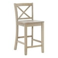 thumbnail image 1 of Pemberly Row Sturdy Solid Rubberwood X Back 24" Counter Stool in Rustic Greywash, 1 of 11
