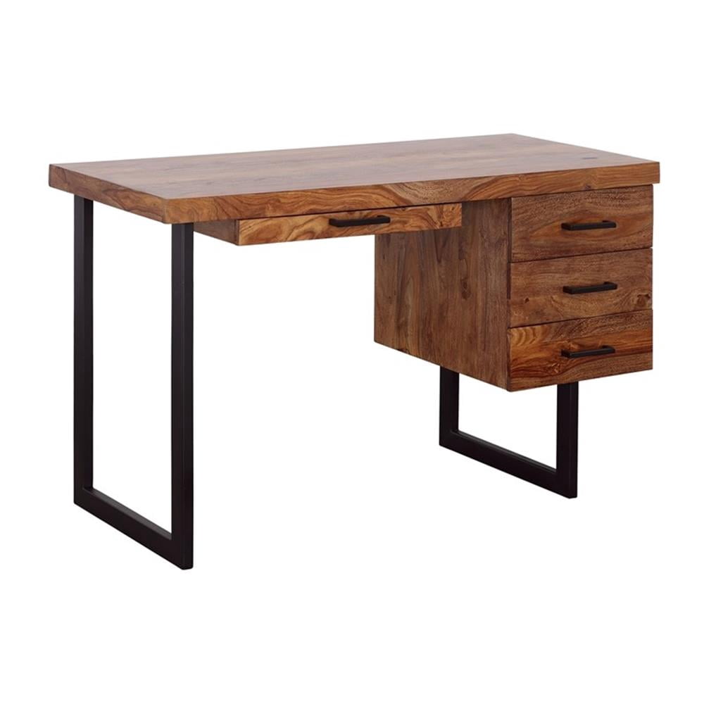 4 Rows Desk Pemberly Row Sunny Rustic Solid Wood Four Drawer Writing Desk - Walmart.com