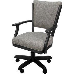 Pemberly Row Swivel Caster Solid Wood Dining Chair in Jetty June Tan Fabric