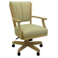 Pemberly Row Swivel Caster Solid Wood Dining Chair in Ocean Beige Vinyl ...