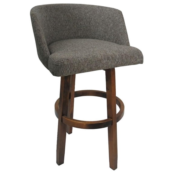 Pemberly Row Swivel Counter Bar Stool 26" in Gray Fabric with Dark Mocha Frame
