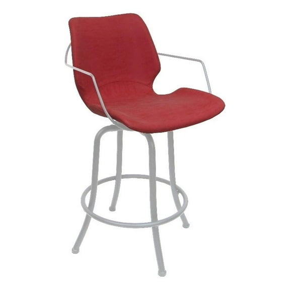 Pemberly Row Swivel Counter Metal Bar Stool 26" in Red Vinyl and White Frame