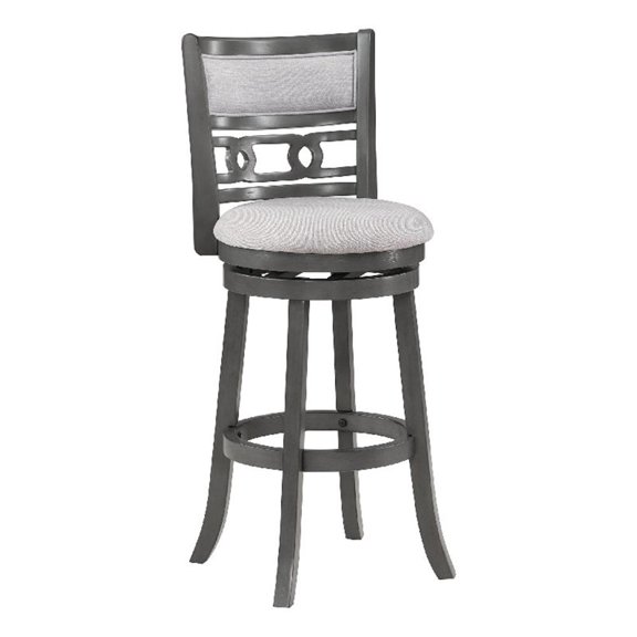 Pemberly Row Swivel Counter Stool with Cushioned Seat and Backrest in Mist Gray