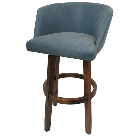 Pemberly Row Swivel Counter Wood 26" Bar Stool in Turquoise Vinyl - Dark Moca