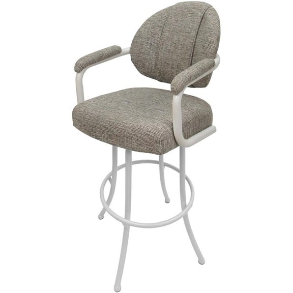 Pemberly Row Swivel Extra Tall 34" Metal Bar Stool in Khaki with White Frame