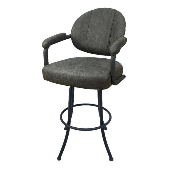 Pemberly Row Extra Tall 34" Swivel Upholstered Metal Bar Stool in Grey