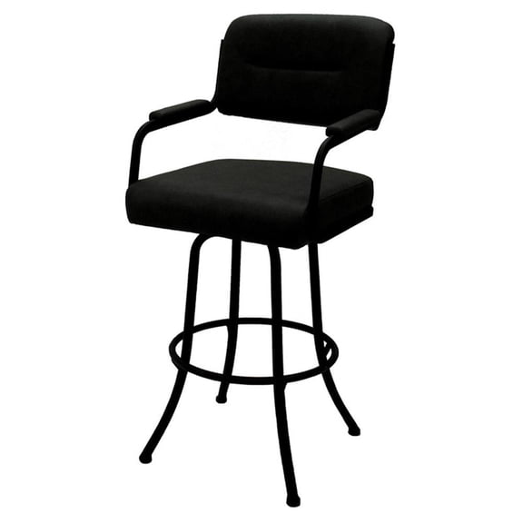 Pemberly Row Swivel Extra Tall Metal Bar Stool 34" in Black Vinyl Black