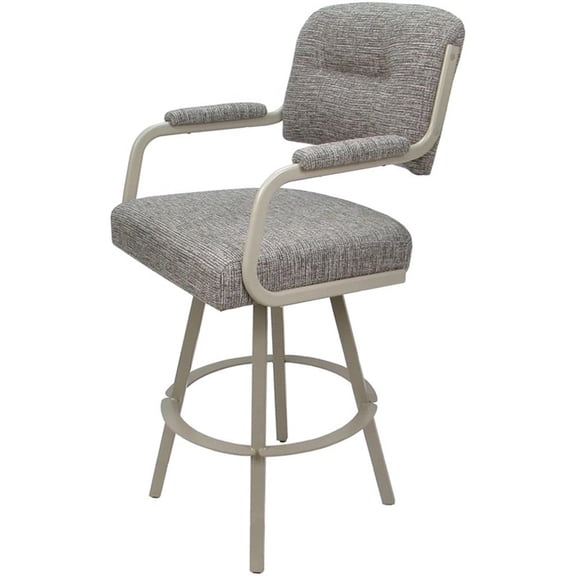 Pemberly Row Swivel Metal 30" Bar Stool in Jetty June Khaki/Beige