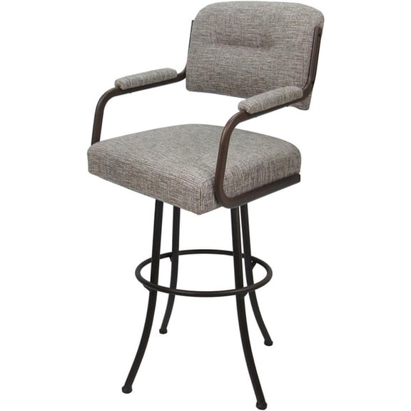 Pemberly Row Swivel Metal 30" Bar Stool in Jetty June Tan/Brown
