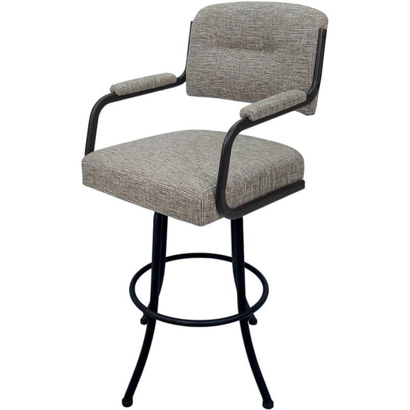 Pemberly Row Swivel Metal Bar Stool 30" Seat in Jetty June Tan in Black