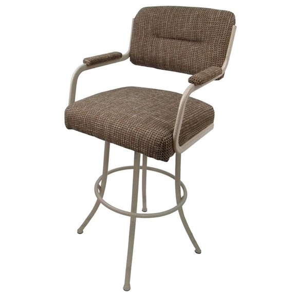 Pemberly Row Swivel Metal Bar Stool 30" in Checkered with Beige
