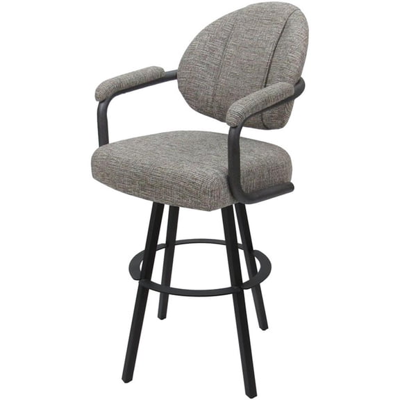 Pemberly Row Swivel Metal Bar Stool 30" in Jetty June Khaki Gray