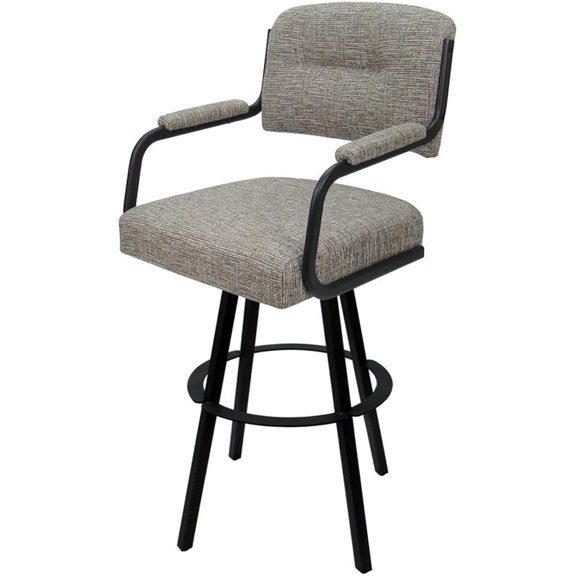 Pemberly Row Swivel Metal Bar Stool 30" in Jetty June Khaki in Black