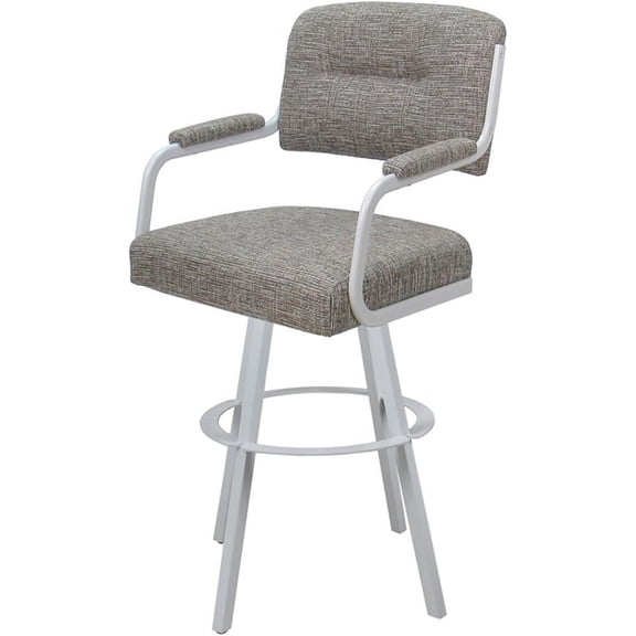 Pemberly Row Swivel Metal Bar Stool 30" in Jetty June Khaki in White