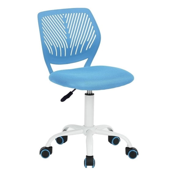 Pemberly Row Swivel Teen Plastic and Mesh Task Chair in Blue