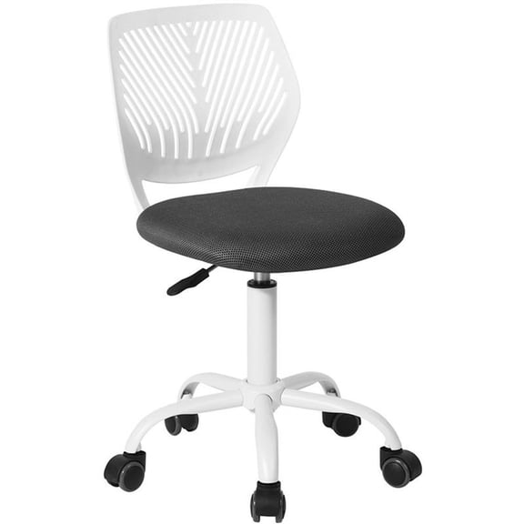 Pemberly Row Swivel Teen Plastic and Mesh Task Chair in Gray