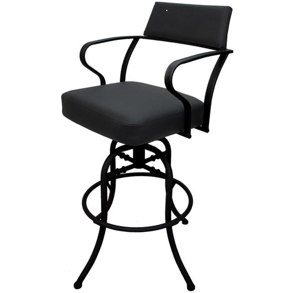 Pemberly Row Swivel Tilt Bar 30" Metal Bar Stool - Black Vinyl - Black Frame