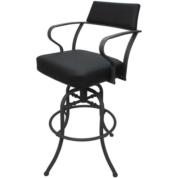 Pemberly Row Swivel Tilt Bar 30" Metal Bar Stool - Black Vinyl - Gray Frame