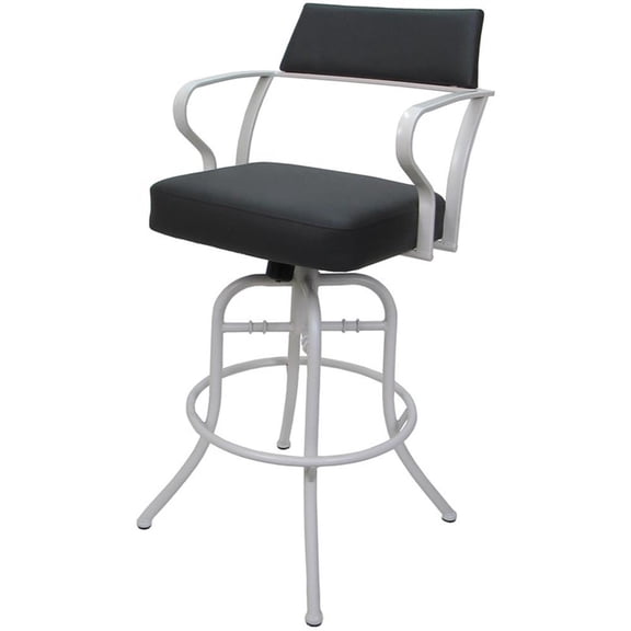Pemberly Row Swivel Tilt Bar 30" Metal Bar Stool - Gray Vinyl - White Frame