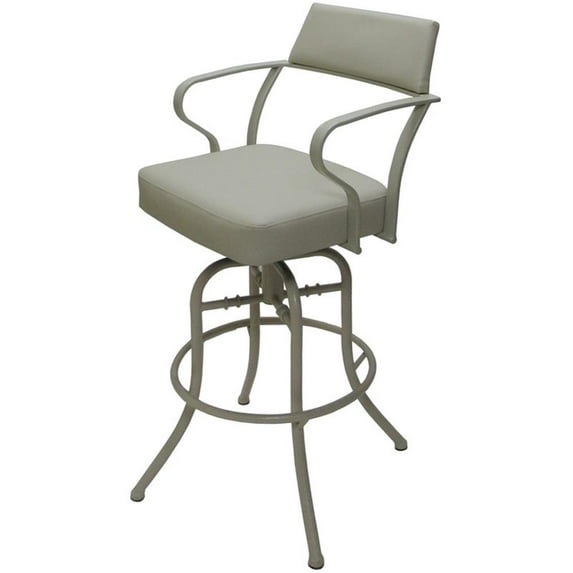 Pemberly Row Swivel Tilt Bar 30" Metal Bar Stool-Ocean Beige Vinyl-Beige Frame