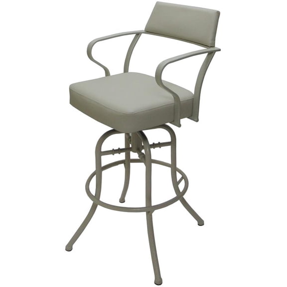 Pemberly Row Swivel Tilt Bar 30" Metal Bar Stool-Ocean Beige Vinyl-Beige Frame