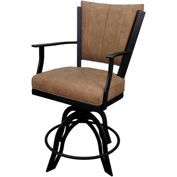 Pemberly Row Swivel Tilt Bar Stool 30" Seat in Pecan Brown Vinyl Black Frame