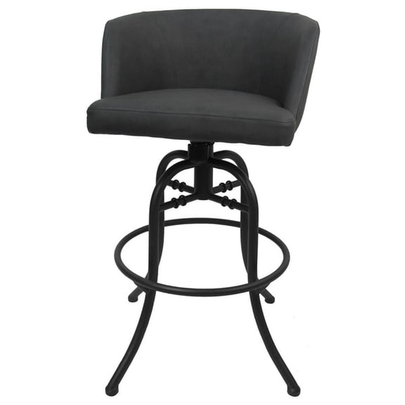 Pemberly Row Swivel Tilt Bar Stool 30" in Charcoal Vinyl with Black Frame