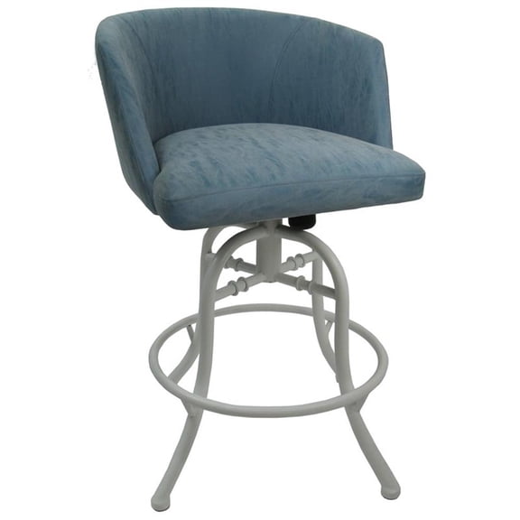 Pemberly Row Swivel Tilt Bar Stool 30" in Topaz Turquoise Vinyl with White Frame