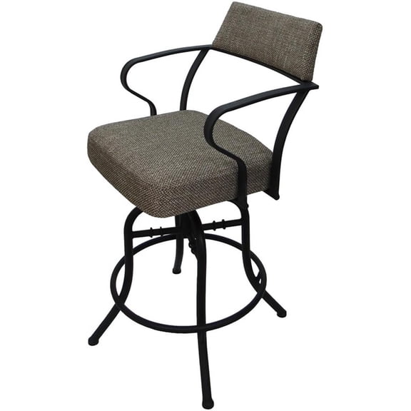 Pemberly Row Swivel Tilt Counter 26"Metal Bar Stool - Brown Fabric - Black Frame