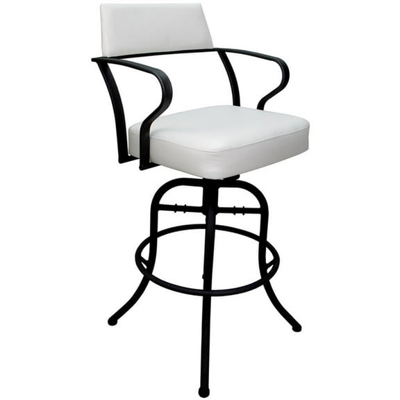 Pemberly Row Swivel Tilt Counter 26" Metal Bar Stool - White Vinyl - Black Frame