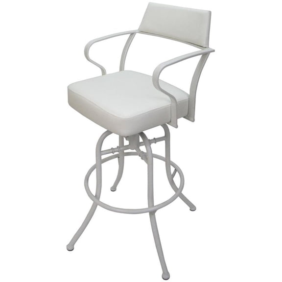 Pemberly Row Swivel Tilt Counter 26" Metal Bar Stool - White Vinyl - White Frame