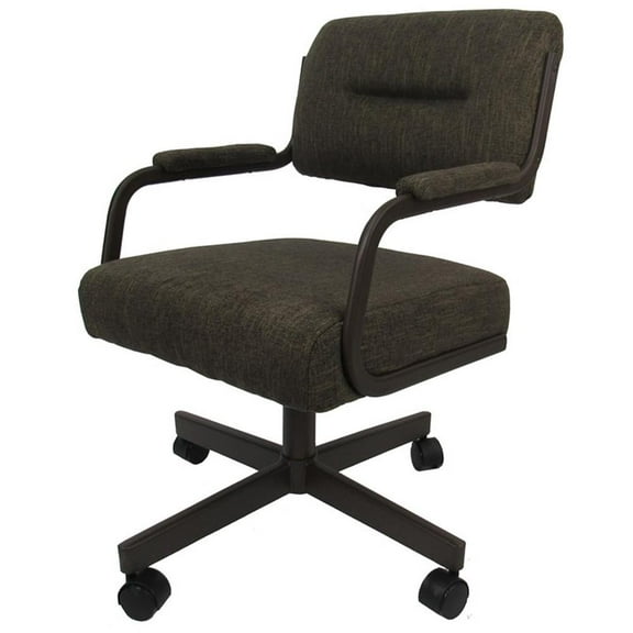 Pemberly Row Swivel Tilt Kitchen Caster Chair with Wheels in Brown