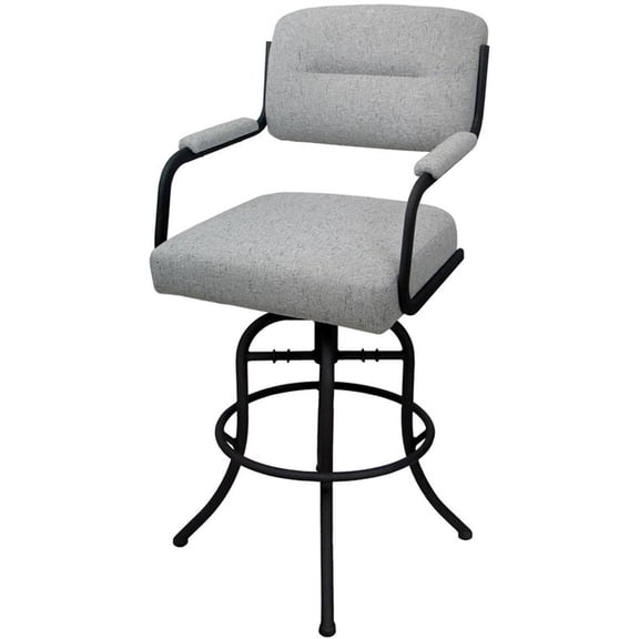 Pemberly Row Swivel Tilt Metal Bar Stool 30" in Hemsath Slate Stone Black Frame