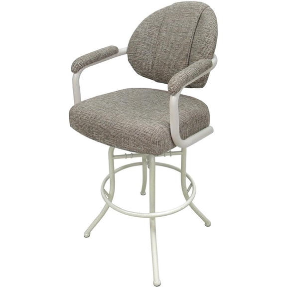 Pemberly Row Swivel Tilt Metal Bar Stool 30" in Jetty June Khaki in White