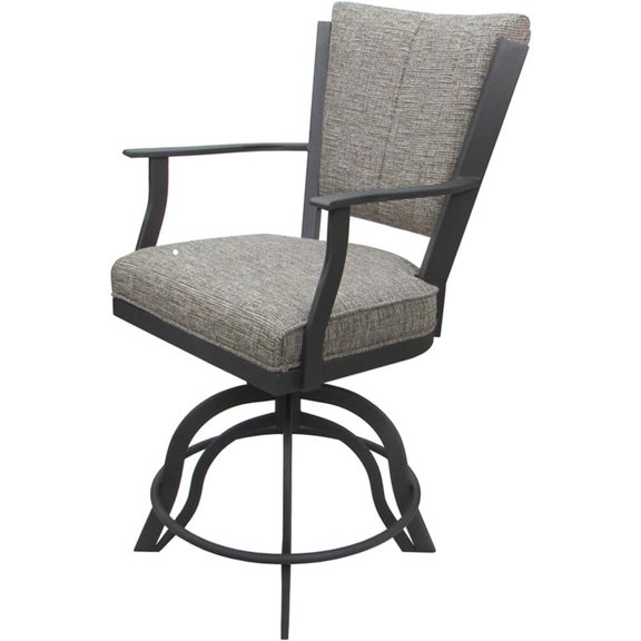 Pemberly Row Swivel Tilt Metal Bar Stool 30" in Jetty June Tan Fabric in Gray