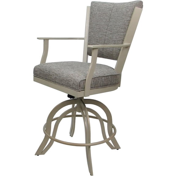 Pemberly Row Swivel Tilt Metal Bar Stool 30" in Jetty June Tan and Beige