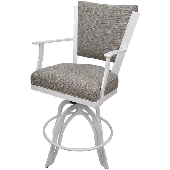 Pemberly Row Swivel Tilt Metal Bar Stool 30" in Jetty June Tan with White Frame