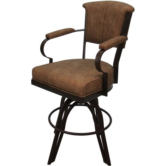 Pemberly Row Swivel Tilt Metal Counter 26" Stool in Pecan Brown Vinyl/Brown