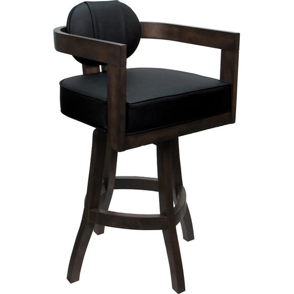Pemberly Row Swivel Wood Counter Stool 26" Seat in Gray Vinyl in Dark Walnut