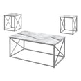 thumbnail image 1 of Pemberly Row Table Set 3pcs Set Coffee End Side Accent Metal White Marble Look, 1 of 5