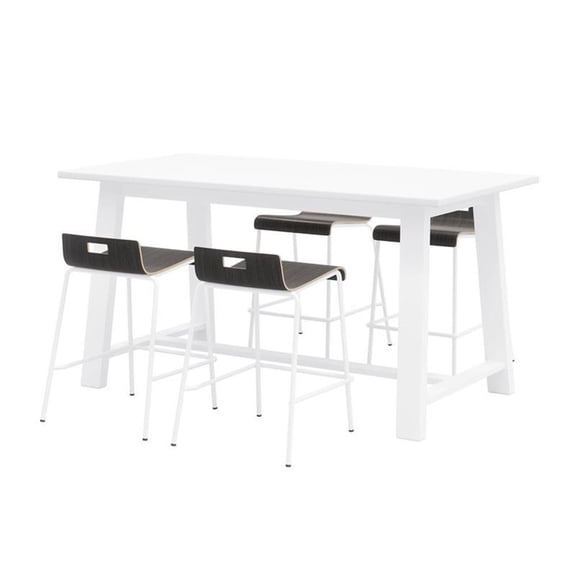Pemberly Row Table and 4 Counter Stools Set in Espresso/White