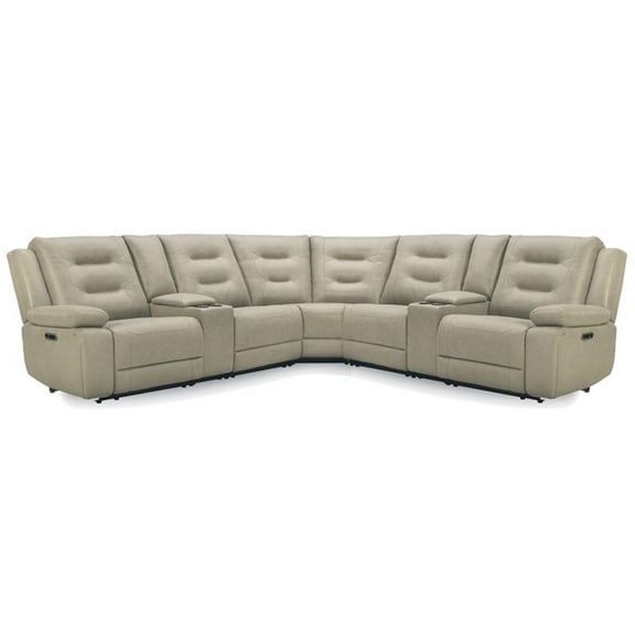 Pemberly Row Tahoe Fog 7 Piece Power Reclining Adjustable Headrests Sectional